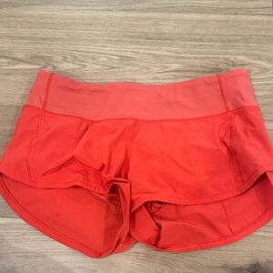 lululemon athletica Coral Red Double-Layer Running Shorts